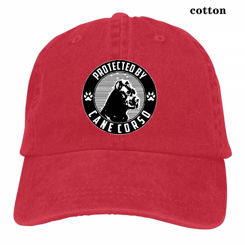 Protected by cane corso Baseball cap men women Trucker Hats adjustable cap: 3-Red