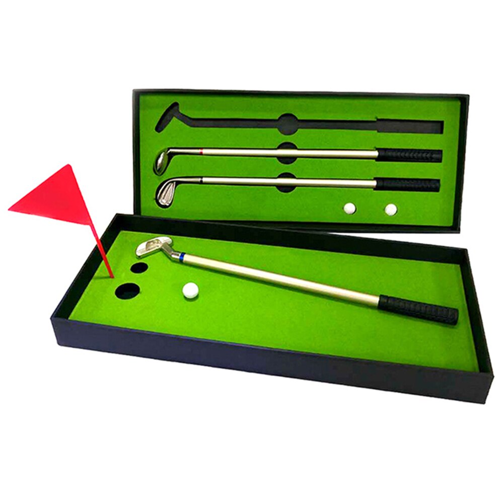 Golf Pen Set Mini Desktop Golf Ball Pen Set with Flag Ballpoint Pens 2 Balls ED889