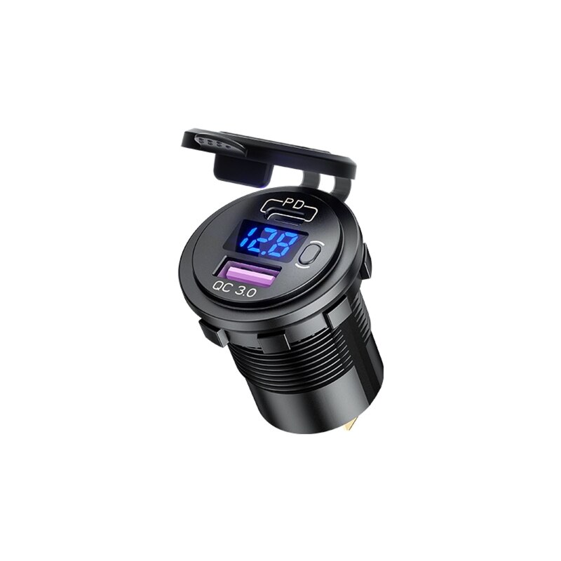 Waterdicht Type C Pd QC3.0 Usb 12V Auto Snelle Auto-oplader Met Led Voltmeter Op Uit Schakelaar Kabel Voor truck Motorfietsen Mari: 3