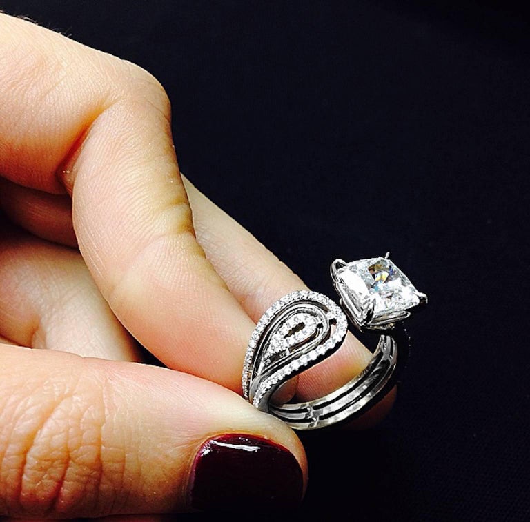 Huitan Open Rings For Women With Square Cubic Zircon Stone Prong Setting Micro Paved Vinatge Female Accessories Ring