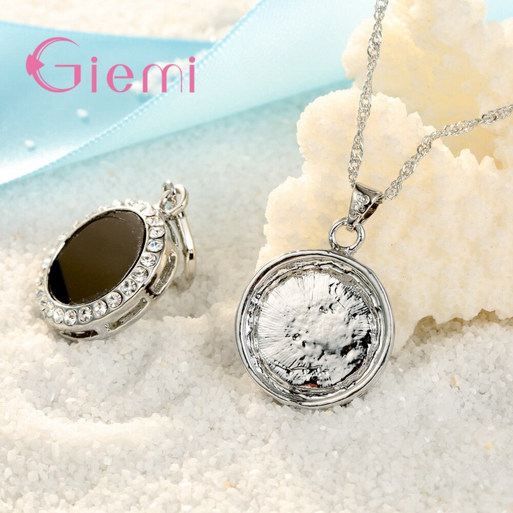 Genuine 925 Sterling Silver Elegance Jewelry Sets For Women Mother Good Cubic Zircon Pendant Necklace Earrings