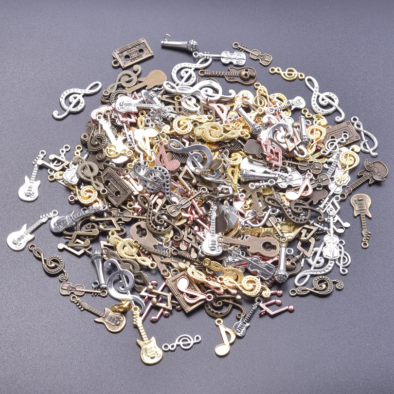 30 Uds. De dijes de animales de nota musical de avión de Metal de colores mezclados para fabricación de joyas, suministros DIY, pendientes, pulseras, accesorios, colgantes