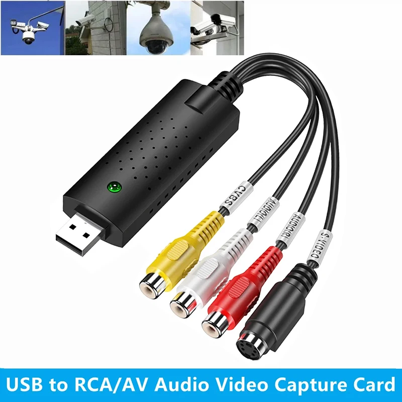 Usb-lyd- og videooptagelseskortadapter med usb-kabel usb 2.0 to rca-videooptagelseskonverter til tv, dvd, vhs-optagelsesenhed