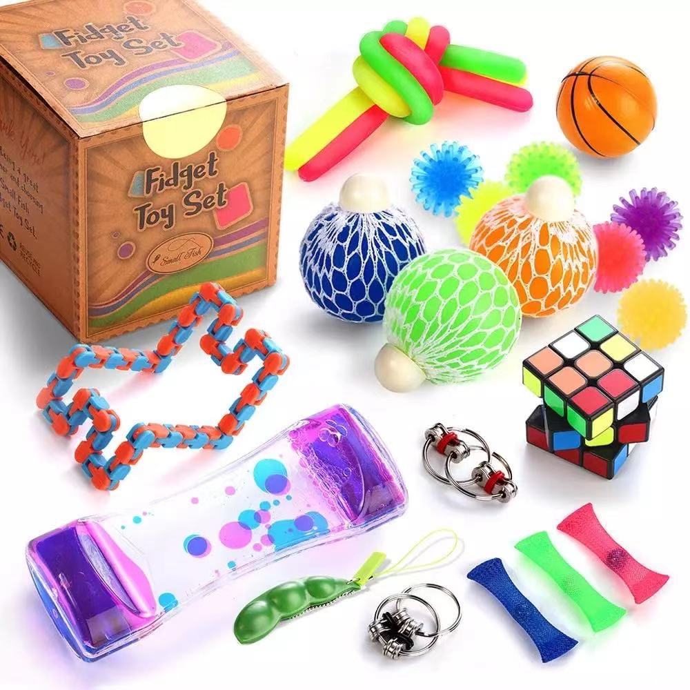 22 Pack Zappeln Spielzeug Stress Relief Spielzeug Autismus Angst Relief Stress Pop Blase Zappeln Sensorischen Dekompression Spielzeug für Kinder Erwachsene: 22PC3
