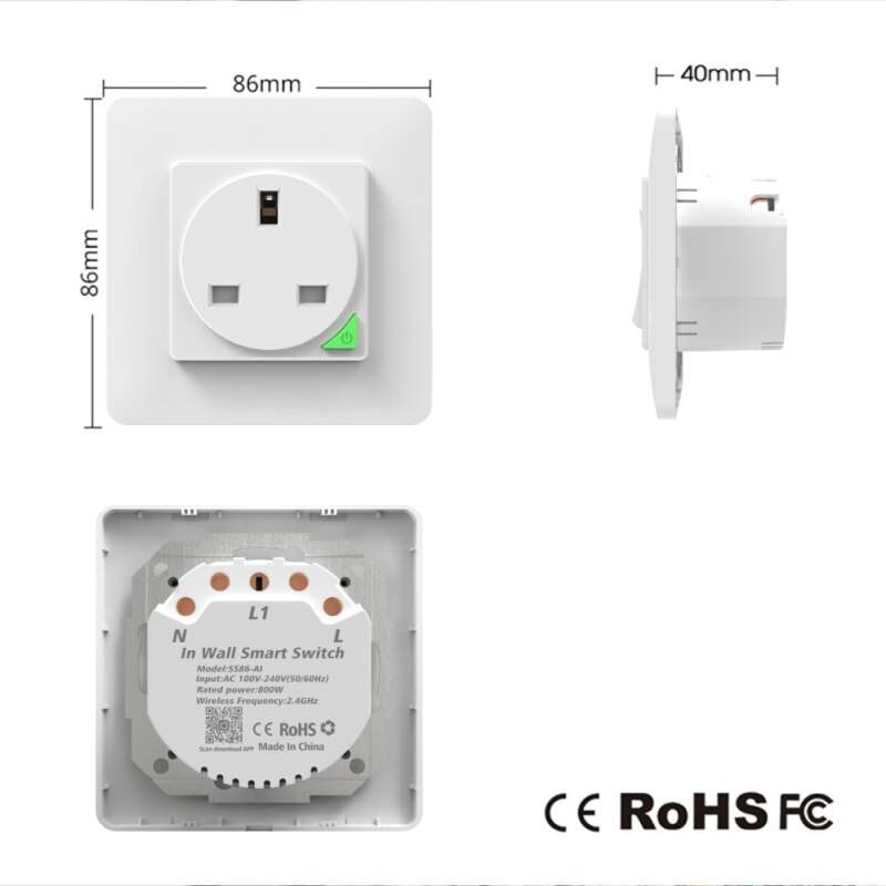 WiFi Smart Wireless Plug EU US UK Adaptor Remote Voice Control Power Outlet Timer Socket For Alexa Google Home: UK 16A 02