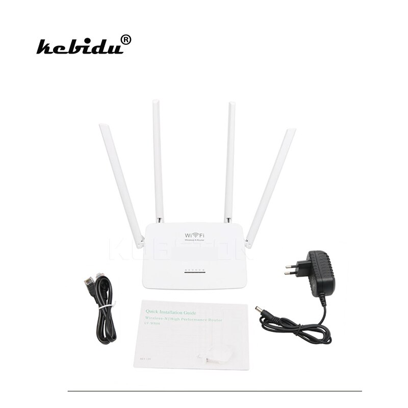 Kebidu original 300 mbps trådløs wifi router med 4 antenner engelsk firmware wi-fi repeater extender 5 porte  rj45 nyeste