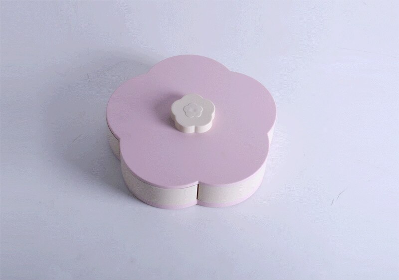 Double Layer Petal Shaped Rotating Candy Box Dish Snacks Tray Five Grid Dried Fruit Case Plastic Container: Small Single pink