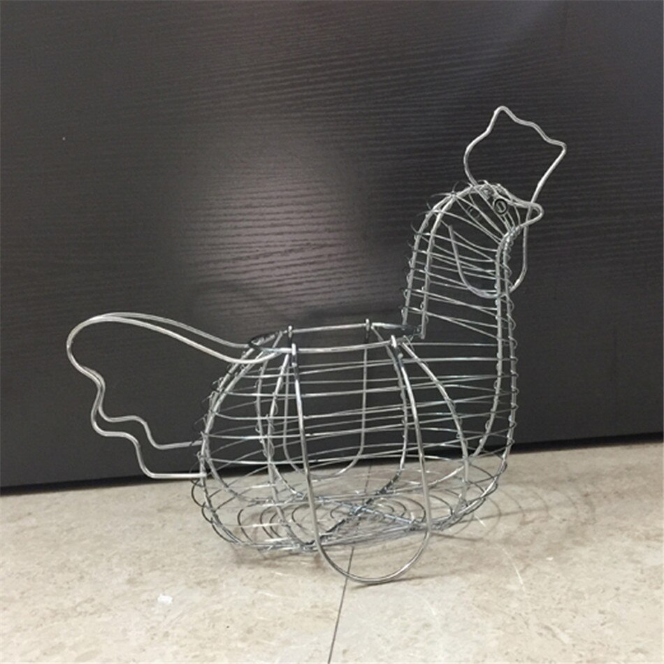 Oeuf de poulet porte-panier innovant grand fil de métal poule en forme de cuisine panier de rangement panier décor