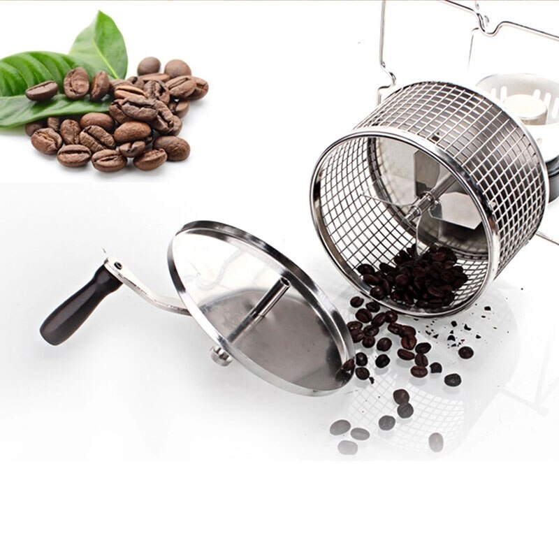 Kaffebønnestekemaskin peanøttmelonfrø manuell steking rustfritt stål husholdningsrulle steke bønner