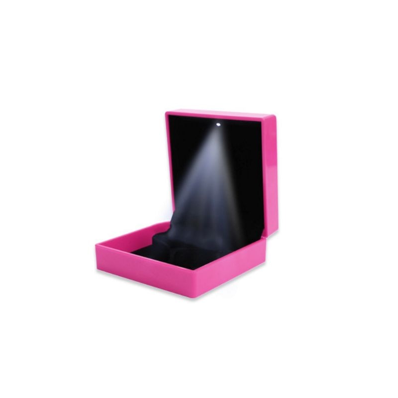 Cajas de almacenamiento de anillo de collar con luz LED, caja de de compromiso de boda, pendiente pulsera joyería, caja de exhibición