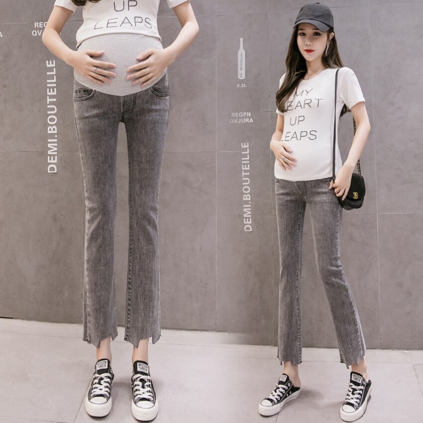 Gravide kvinders jeans cropped bukser forår og efterår gravide kvinder bærer afslappede bukser løse graviditetsbukser