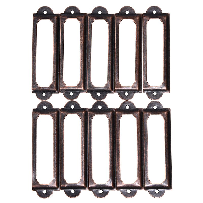 10Pcs Metal Label Pull Frame Handle File Name Card Holder For Furniture Cabinet Drawer Box Case Bin Antique Brass: Red bronze