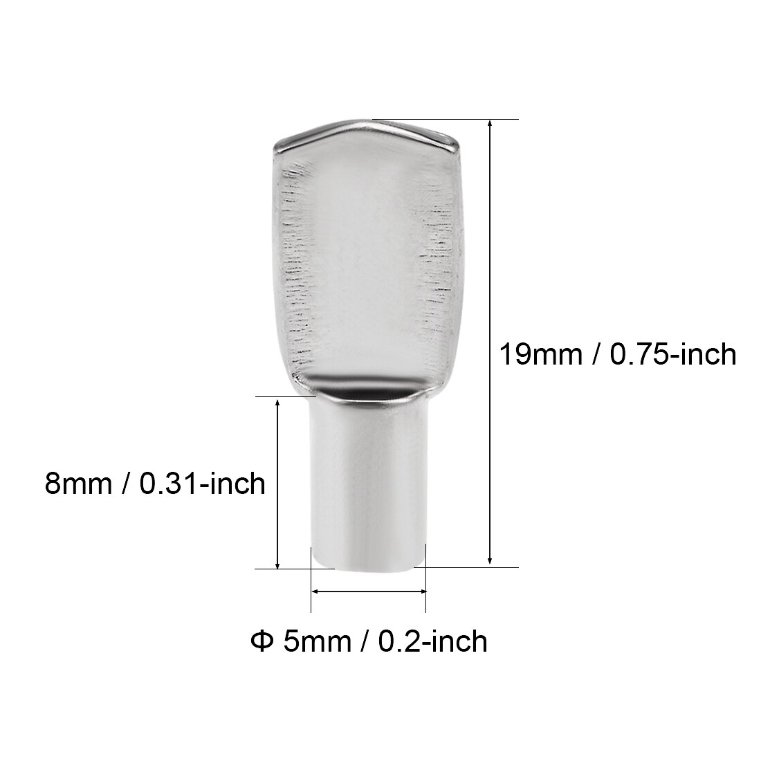 Uxcell 50/100/150 st hyllhållare 5 x 19mm nickelpläterade platt sked form hyllhållare stödstift för skåp bokhylla