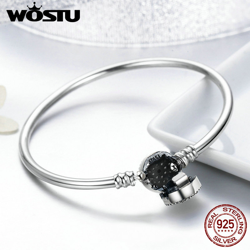 WOSTU 100% 925 Sterling Silver The Eye Of Samsara Bangle For Women Fit DIY Charm Bracelets Jewelry CQB012