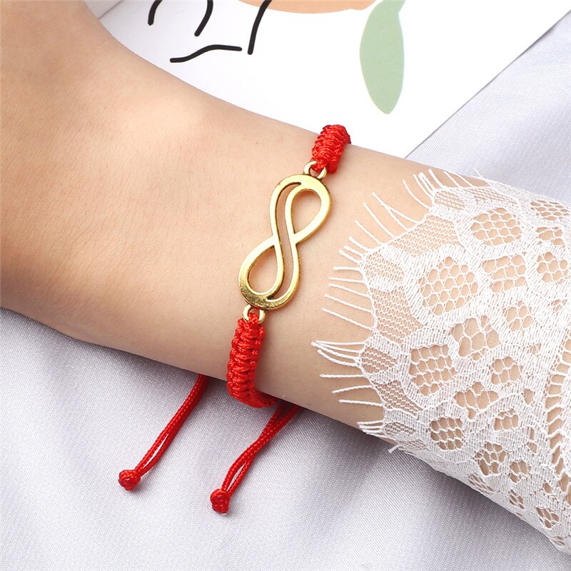 Glück Red String Geflochtene Armband Unendlichkeit Charme Einstellbar Paar Schwarz Weiß Grau Seil Armbänder für Frauen Männer Modeschmuck