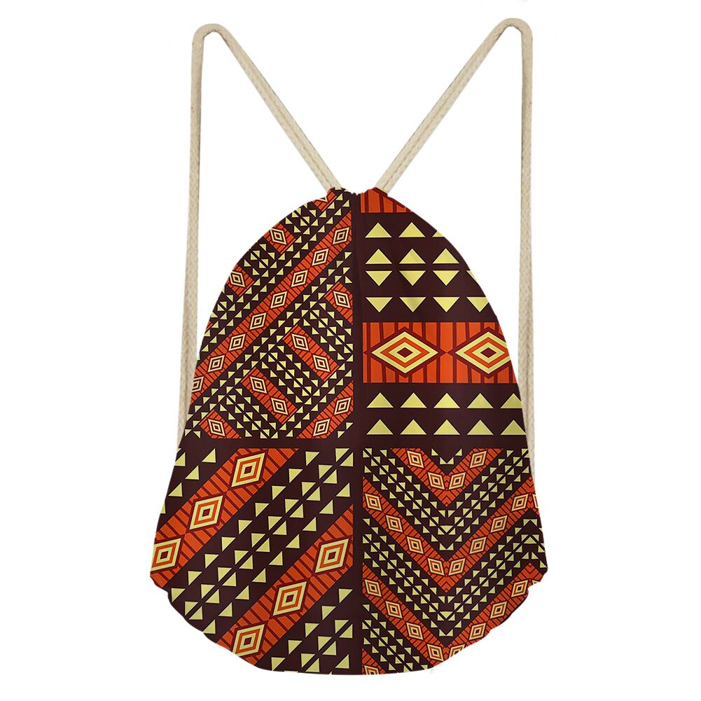 Art Style africain impression cordon sacs femmes ethnique noir Style plage épaules sac Afro dames élément chaîne sac à dos: Champagne