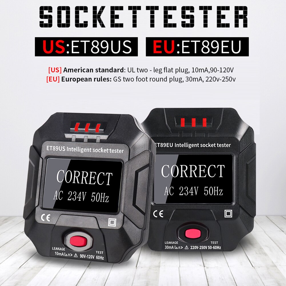 Stopcontact tester eu stekker automatische elektrische circuit polariteit spanningsdetector wanddraaddetectie