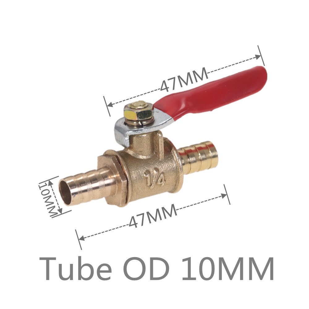 6mm-12mm slange modhager inline messing vand olie luft gas brændstof linje afspærring kugleventil rørfittings: Rør  od 10mm