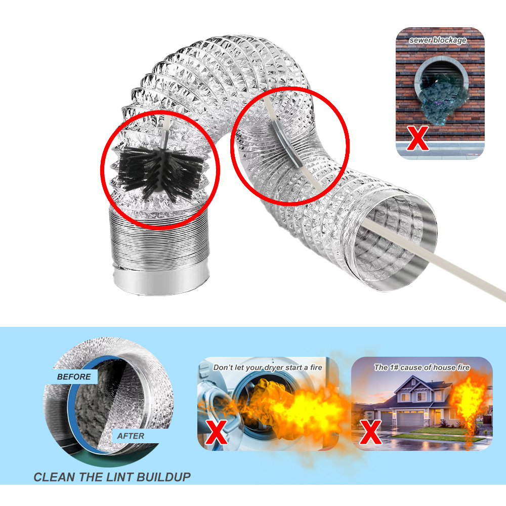 150mm Rotary Chimney Brush Long Handle Flexible Rod For Chimney, Dryer Pipe，Fireplace Inner Wall And Roof Cleaning Tools