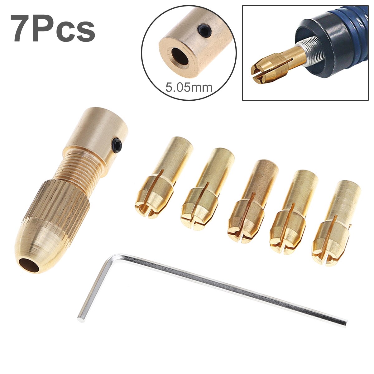 7Pcs 5.05Mm Mini Zelf Aanscherping Boor Klauwplaten Ondersteuning 0.5-3.0Mm Boor Voor Abs Board/verlichting Board Punch