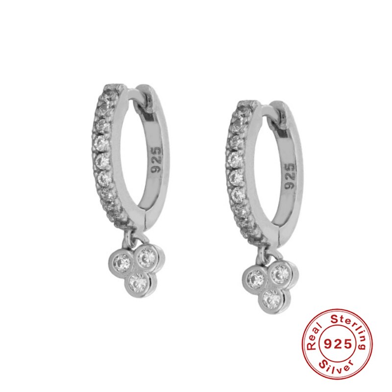 925 Sterling Silver Earring Luxury CZ Hoop Earrings for Wedding Anniversary Party Fine Jewelry Woman Earring: 4