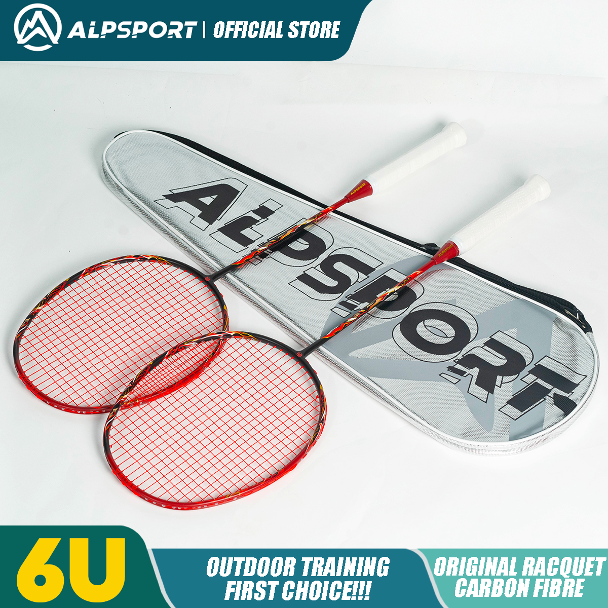 ALPSPORT Asura 6U MAX 38LBS G5 Black Badminton Racket Full Carbon Fiber Original Pro Offensive for Teens & Outdoor Sports