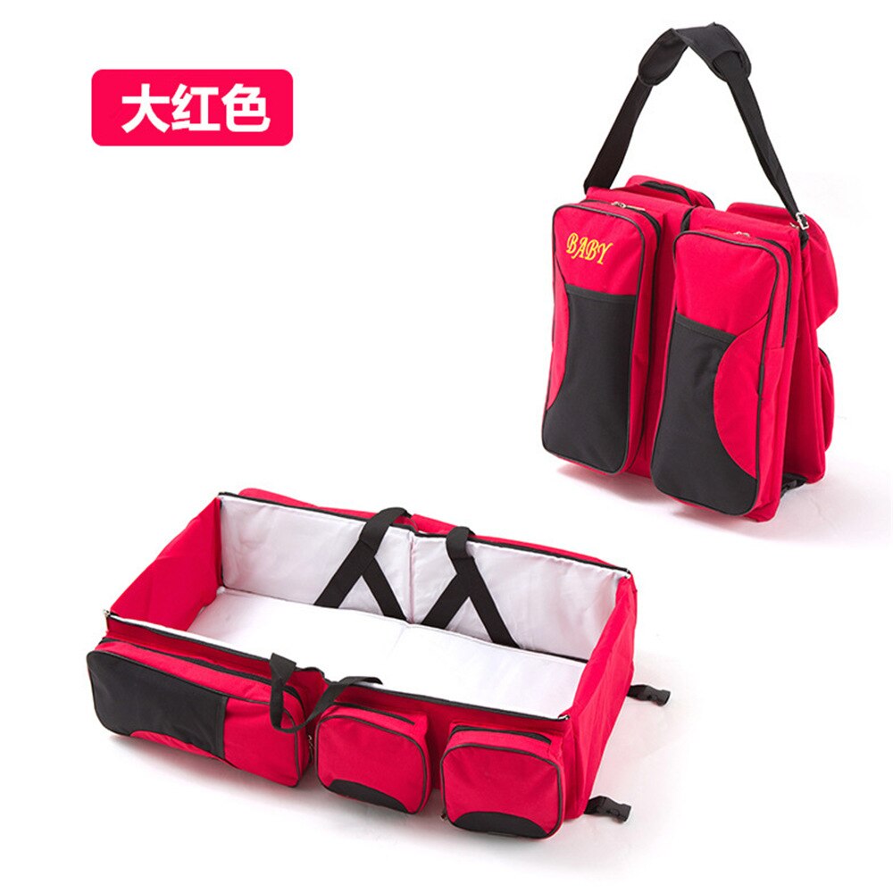 Infant Bed Diaper Bag Portable Shoulder Mommy Bag Multi-functional Mass Hand out chuang zhong chuang Package: Bright Red