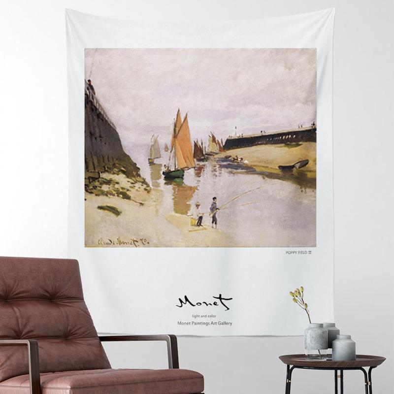 95 x 73cm wandkleed monet landschap schilderij achtergrondkleed noords eenvoudig decoratief wandtapijt