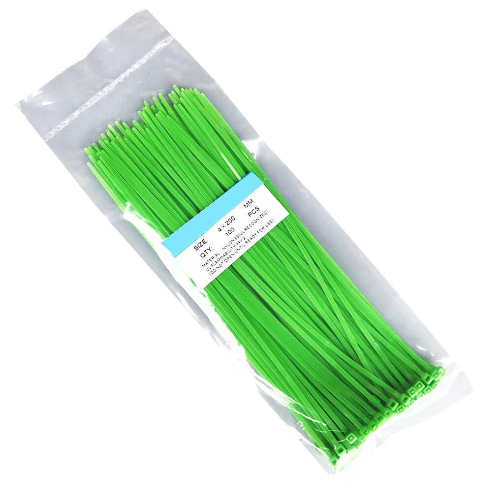 100 stk. 200mm selvlåsende nylon kabelbindere plast lynlås wire bindende wrap stropper værktøj 8 farver: No4