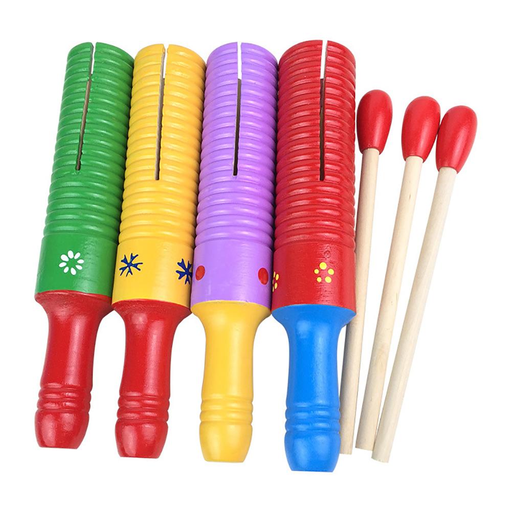 Houten Kleurrijke Dubbele schroefdraad Ring Buis Vat Percussion Musical Kinderen Speelgoed Muziek Instrument Speelgoed voor Kinderen