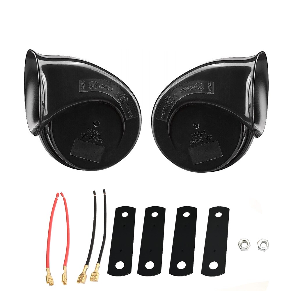 2 pièces klaxon de voiture noir universel 12V fort Double ton escargot klaxon électrique 140Db pour voiture camion moto Double insertion Joint: Default Title