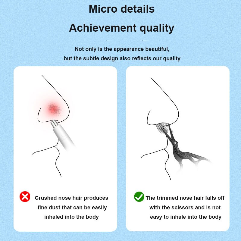 Ciseaux de Type grue en acier inoxydable, tête ronde de sécurité, tondeuse manuelle pour nez, cheveux, beauté, rasage de barbe, petits ciseaux