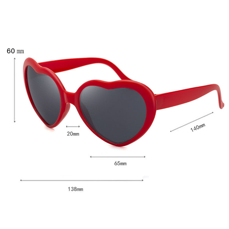 Gafas con efectos en forma de corazón de amor, cambian a ver las luces forma de corazón por la noche, gafas de difracción romántica para mujeres y niñas
