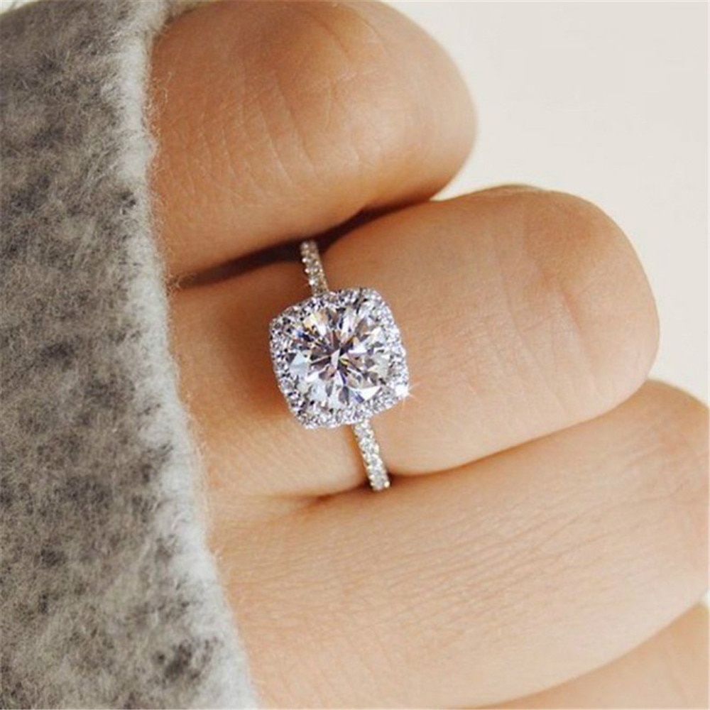 Luxury Full Crystal Engagement Ring for Women AAA White Cubic Zirconia Rings Trend Wedding Band Jewerly For Women: 9