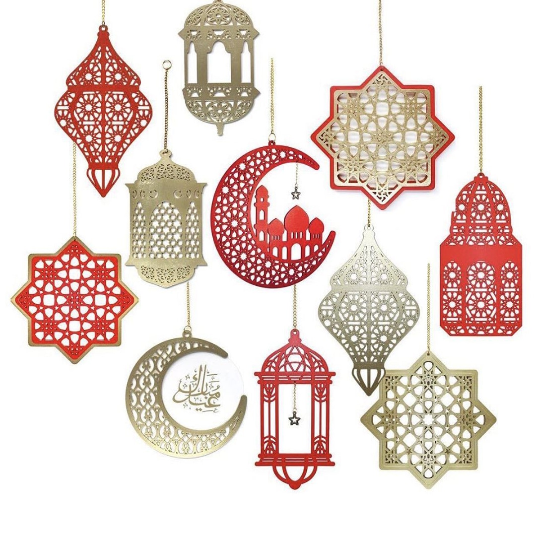 Mubarak Geschenkdoos Moslim Decoratie Banner Licht Houten Hanger Islamitische Moslim Gebed Matten Ramadan Kareem Party