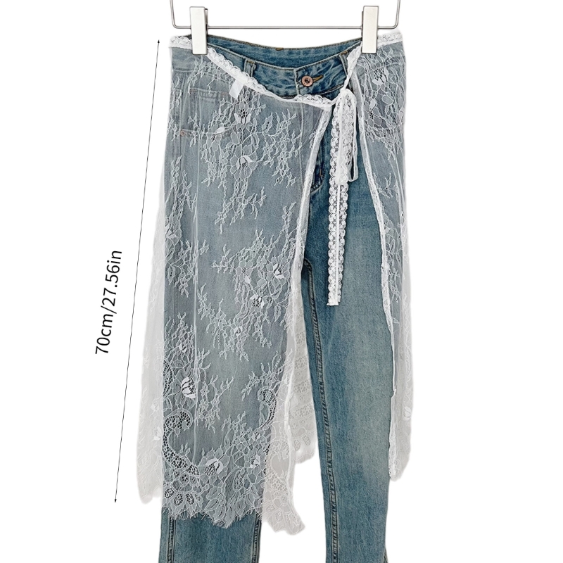 Vintage blomstermønster øjenvipper blonde lang nederdel hoftetørklæde til kvinder binde op æstetisk gennemsigtigt forklæde der dækker overnederdel  f3md