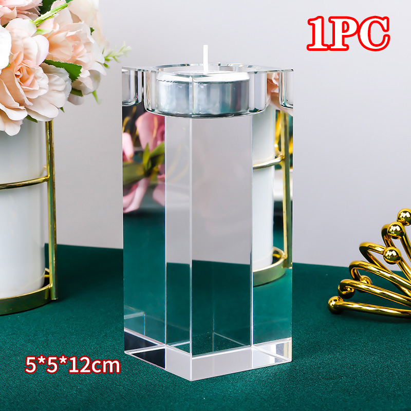 Cubo portavelas de cristal centros de mesa candelabros de cristal decoración mesa votiva soporte de vela, accesorios de decoración del hogar: Rojo