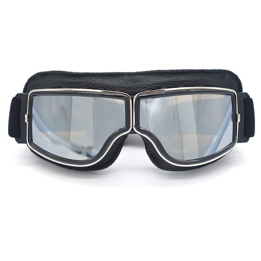 Gafas de para motocicleta, lentes de cuero Retro para casco Jet, ciclismo, todoterreno, Steampunk