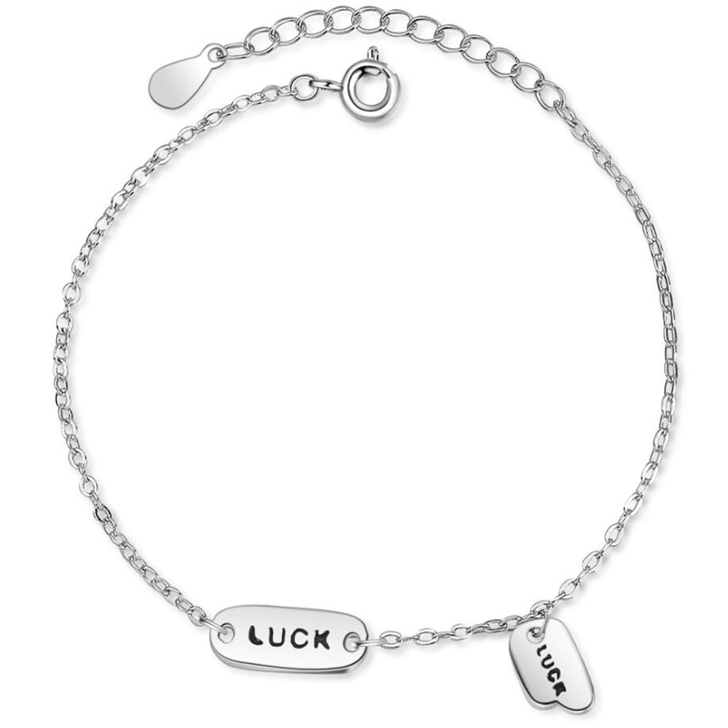 Sole Memory Luck Letters Cool 925 Sterling Silver Female Resizable Bracelets SBR262