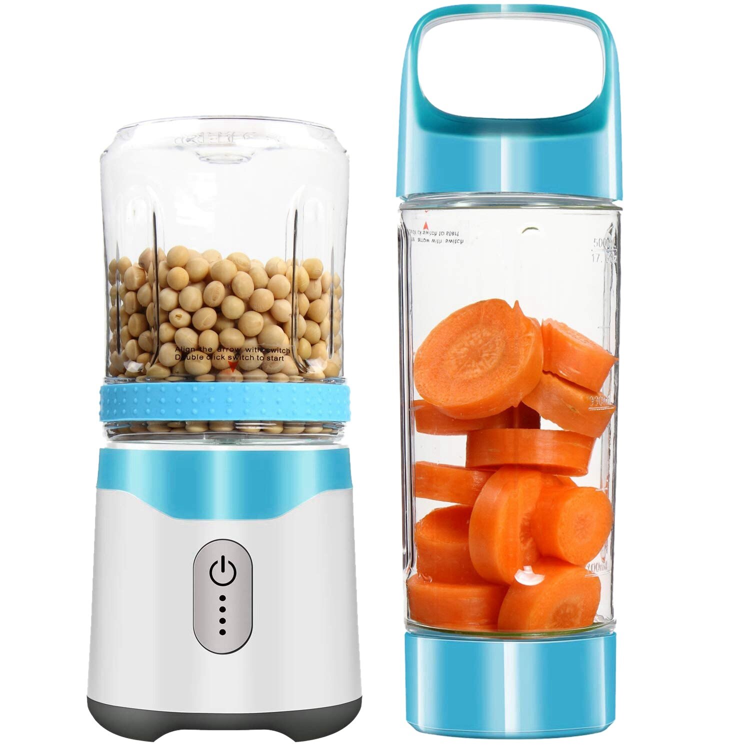 Licuadora Personal portátil, exprimidor de verduras, taza USB, licuadora de zumo, mezclador recargable, licuadora de zumo de viaje para batidos y batidos: Blue