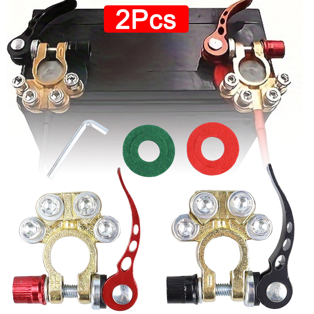 Conectores de terminales de batería de coche, desconexión de liberación rápida, extremos de Cable de batería positivo y negativo de 12V y 24V para coche tipo SAE/JIS, 2 uds.
