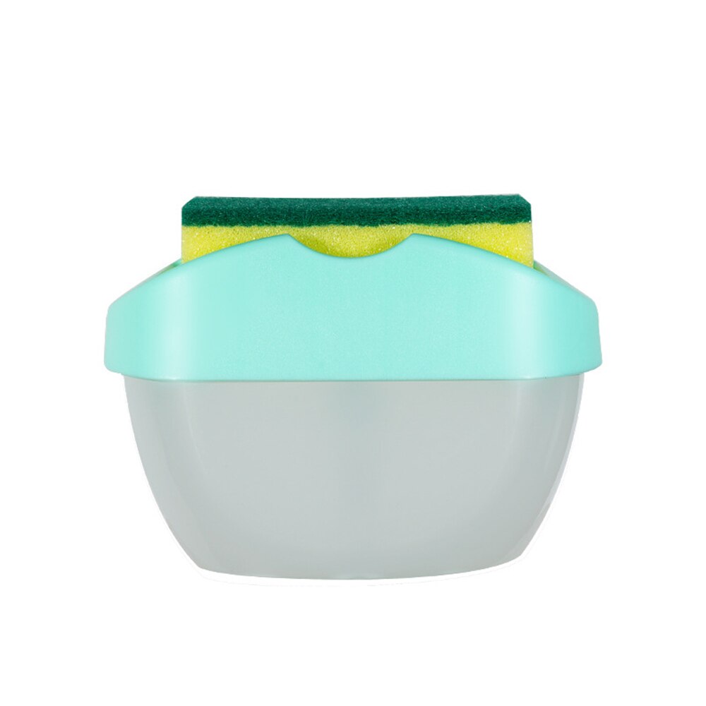 Distributeur de savon pompe avec éponge manuel presse nettoyage liquide distributeur conteneur manuel presse savon organisateur cuisine outil #25: A-Mint Green