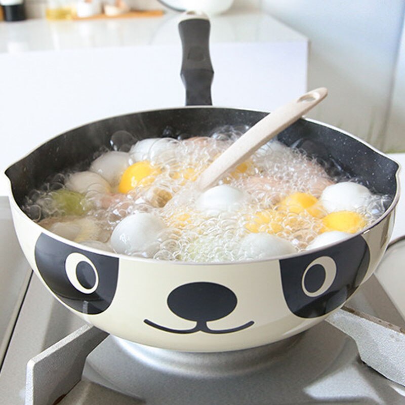 24Cm Panda Pot Japanse Stijl Inductie Fornuis Universele Koekenpan Non-stick Aluminium Pot Koekenpan Stenen Pot