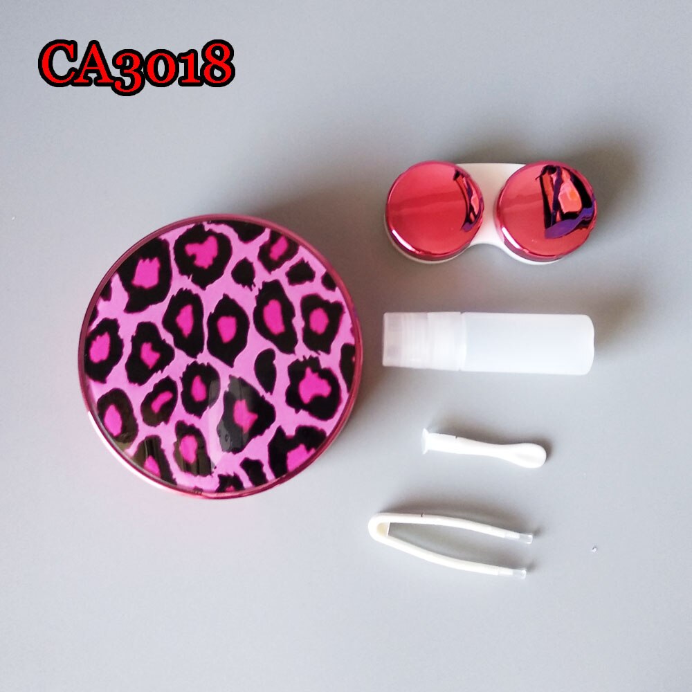 Étuis pour lentilles de Contact léopard Sexy avec miroir boîte à robe animale pratique étui à lentilles de Contact sac d'économie CA3018: CA3018 hotpink
