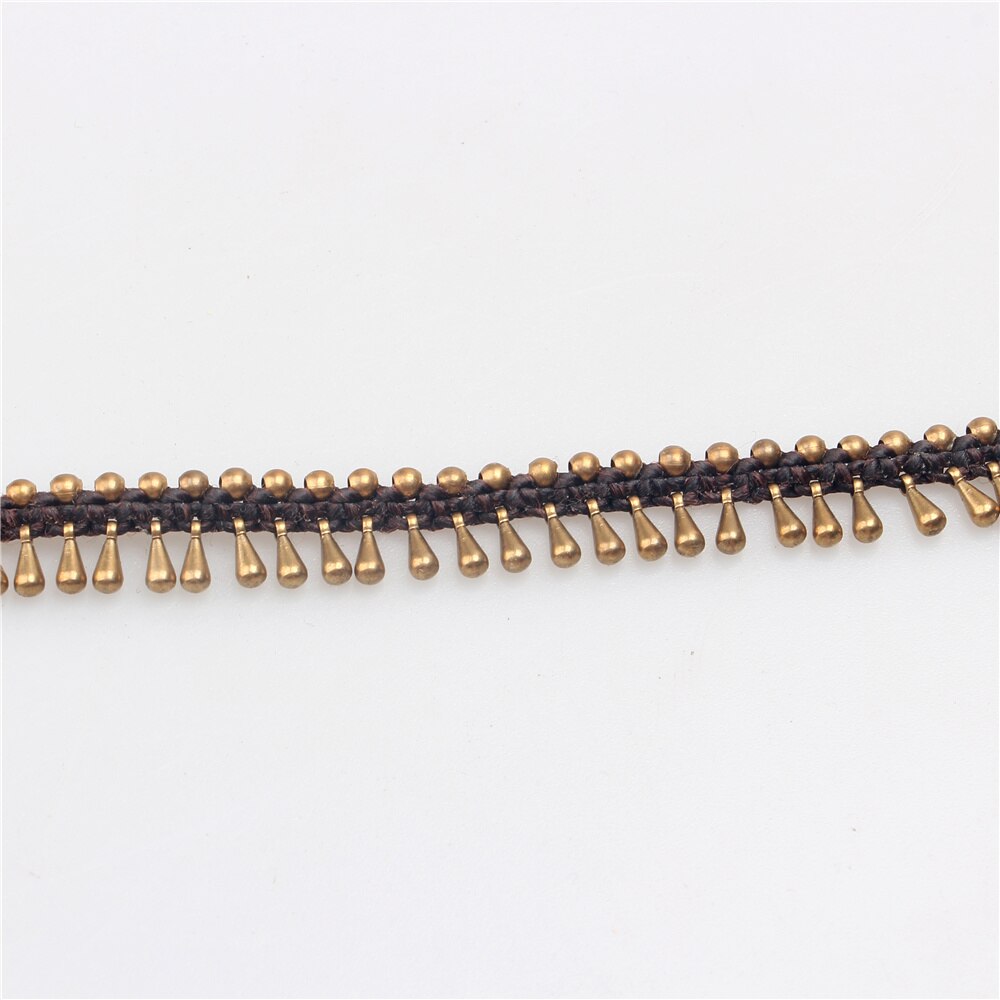 Handmade Anklets For Women Hand-Woven Water Shape Alloy Wax Rope Chain Bracelet Vintage Anklet Foot Chain On The Leg