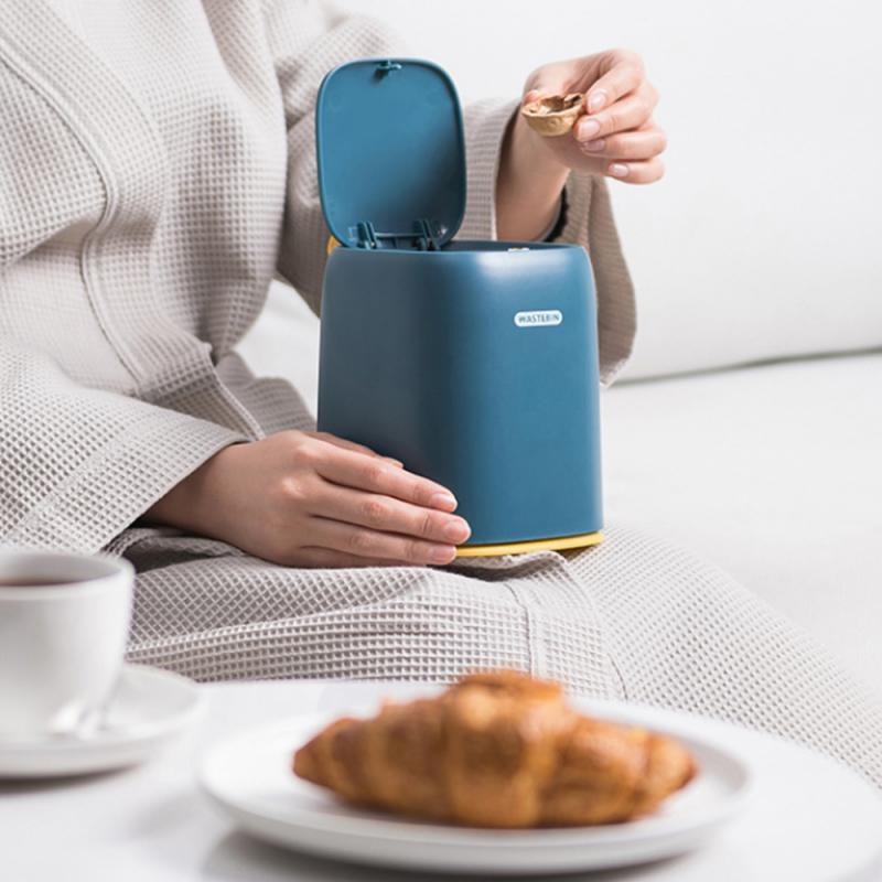 Mini Small Waste Bin Desktop Garbage Basket Home Table Plastic Office Supplies Trash Can Dustbin Sundries Barrel Box With Lid