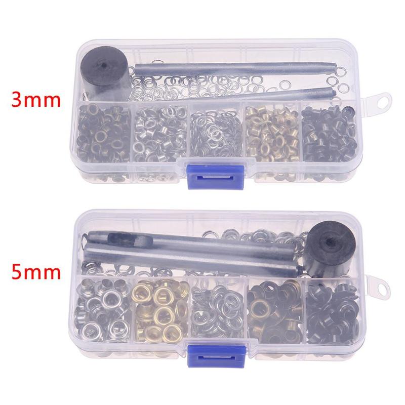 Metall ögla set läder hantverk reparation grommets scrapbooking gör det själv läder hål kläder tillbehör med hand knackning verktyg