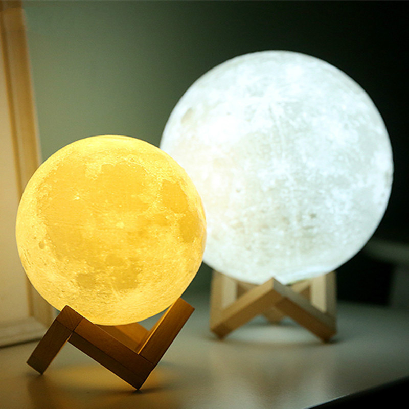 Bureaulamp 3D Afdrukken Maan Touch Dimbare 16 Kleuren Remote Tafellamp LED Nachtlampje voor Verjaardag Christmas l nachtlampje