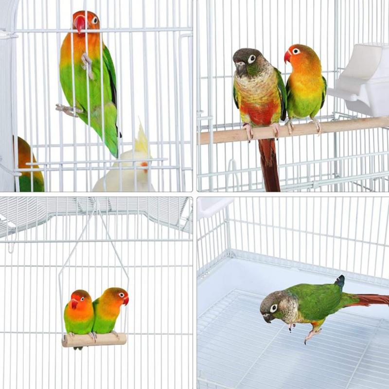 Jaula blanca para pájaros de doble capa, casa para exteriores, de alambre, jaula grande para pájaros, loro Canario para periquitos, aviario canario con ruedas, HWC