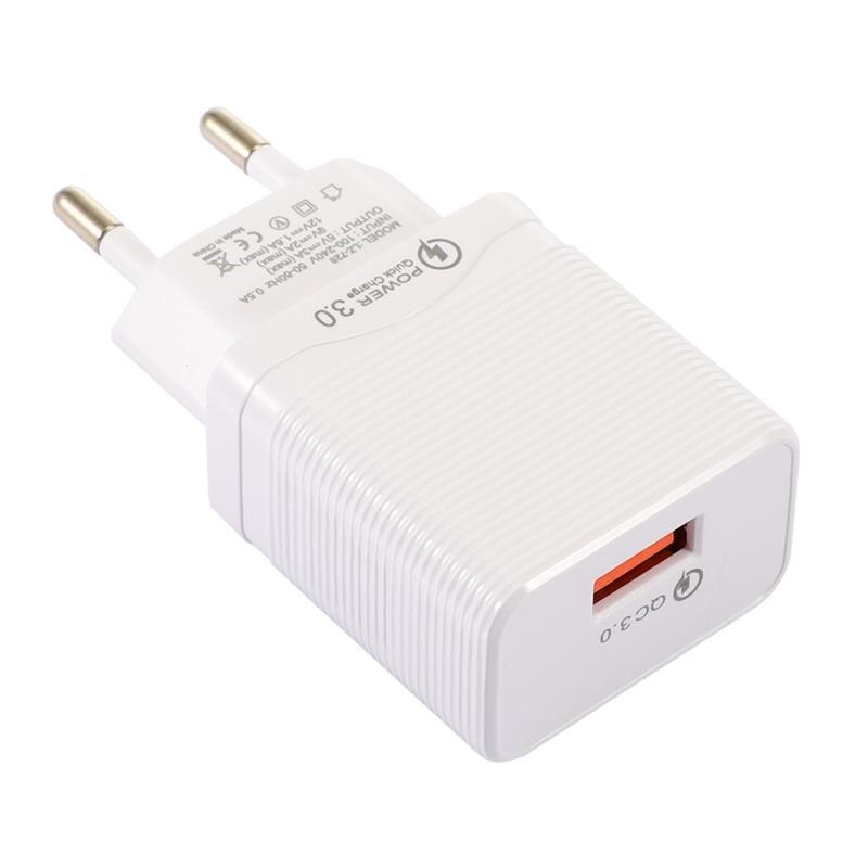 QC3.0 3A Fast Charge Single USB Mobile Phone Charger Travel Charger Smart Phone Tablet Charging Head Black White TSLM1: white EU